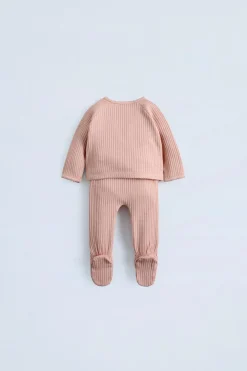 Niños ZARA 0 - 6 Meses·Camisetas|0 - 6 Meses·Leggings / Polainas<CONJUNTO ESTRUCTURA PICUETA