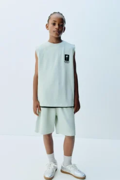 Niños ZARA 6 - 14 Años·Camisetas|6 - 14 Años·Pantalones<CONJUNTO FELPA CAMISETA Y BERMUDA BORDADO