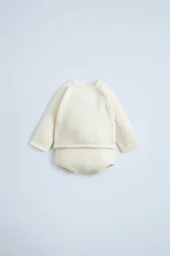 Niños ZARA 0 - 6 Meses·Punto|0 - 6 Meses·Básicos<CONJUNTO JERSEY Y BRAGUITA PUNTO CON SEDA