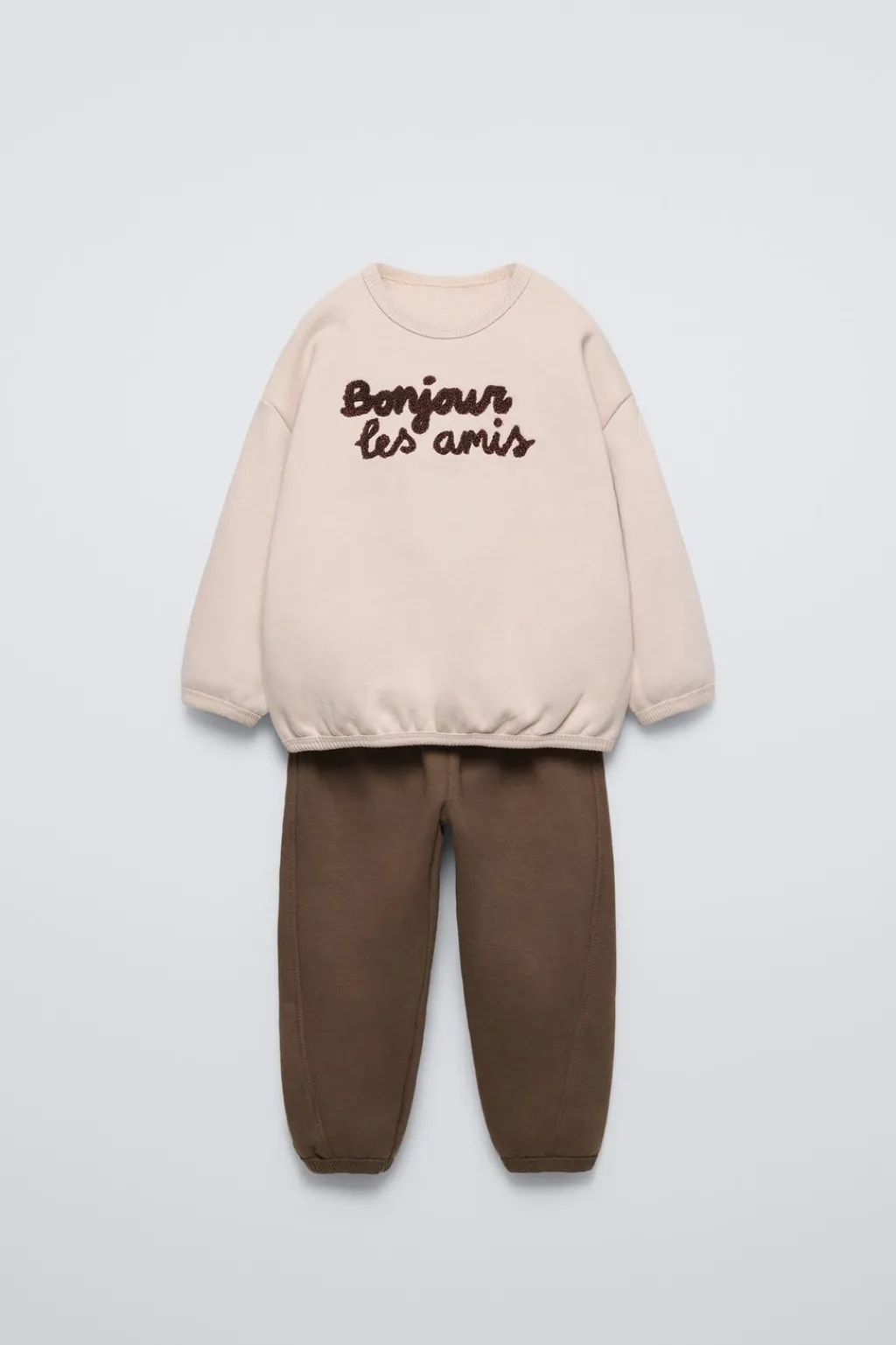 Niños ZARA 1½ - 6 Años·Sudaderas|1½ - 6 Años·Pantalones<CONJUNTO JOGGING SUDADERA Y JOGGER TEXTO RIZO