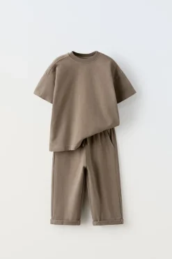 Niños ZARA 1½ - 6 Años·Camisetas|1½ - 6 Años·Pantalones / Leggings<CONJUNTO LISO CAMISETA Y PANTALÓN