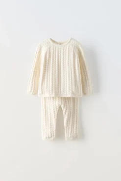 Niños ZARA 0 - 6 Meses·Punto|0 - 6 Meses·Leggings / Polainas<CONJUNTO PUNTO ALGODÓN SEDA