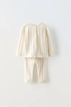 Niños ZARA 0 - 6 Meses·Punto|0 - 6 Meses·Leggings / Polainas<CONJUNTO PUNTO ALGODÓN SEDA