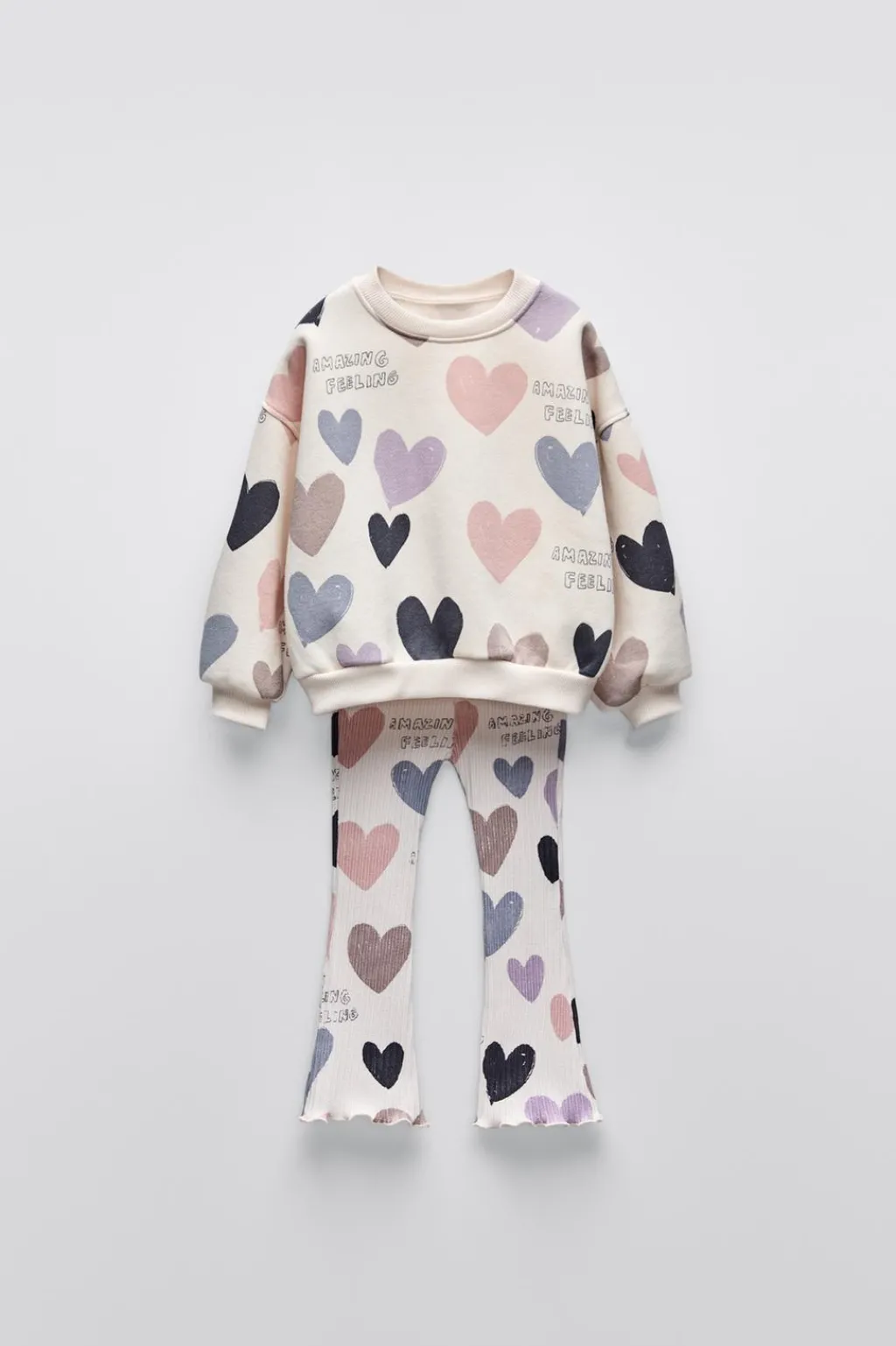 Niños ZARA 1½ - 6 Años·Sudaderas|1½ - 6 Años·Pantalones<CONJUNTO SUDADERA Y LEGGING FLARE CORAZONES