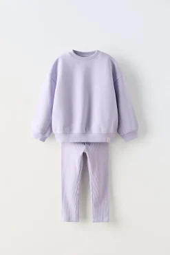 Niños ZARA 1½ - 6 Años·Sudaderas|1½ - 6 Años·Pantalones<CONJUNTO SUDADERA Y LEGGING RIB
