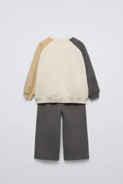 Niños ZARA 1½ - 6 Años·Sudaderas|1½ - 6 Años·Pantalones<CONJUNTO SUDADERA Y PANTALÓN MANGAS CONTRASTE