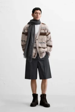 Sale CÁRDIGAN RAYAS TEXTURA DESAGUJADOS Hombre Jerséis / Chaquetas