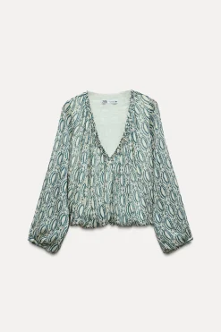 Clearance CUERPO GLOBO ESTAMPADO HILO METALIZADO Mujer Camisas / Blusas