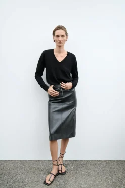 Best FALDA EFECTO PIEL CREMALLERA ZW COLLECTION Mujer Faldas / Shorts