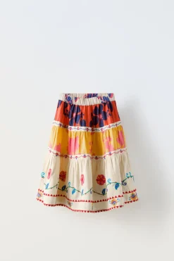 Niños ZARA 6 - 14 Años·Faldas / Bermudas|6 - 14 Años·Total Look<FALDA ESTAMPADA BORDADOS