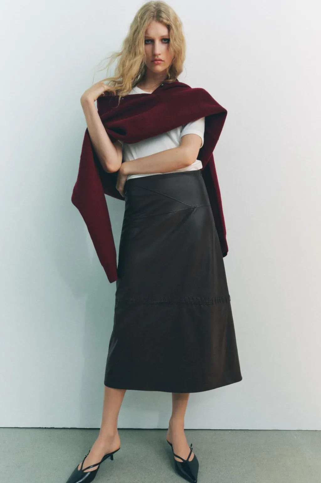 Best FALDA MIDI EFECTO PIEL Mujer Faldas / Shorts