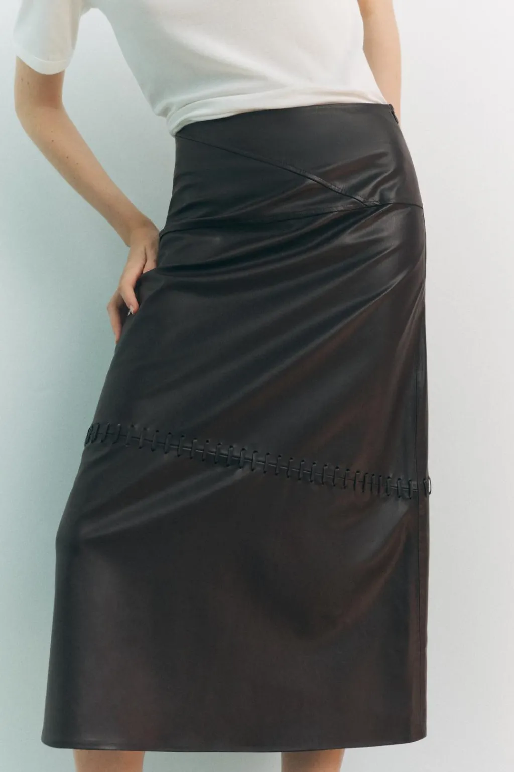 Best FALDA MIDI EFECTO PIEL Mujer Faldas / Shorts