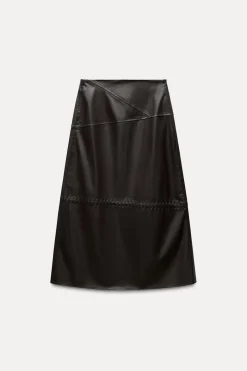 Best FALDA MIDI EFECTO PIEL Mujer Faldas / Shorts
