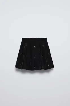 Niños ZARA 6 - 14 Años·Faldas / Bermudas<FALDA TERCIOPELO ABALORIOS