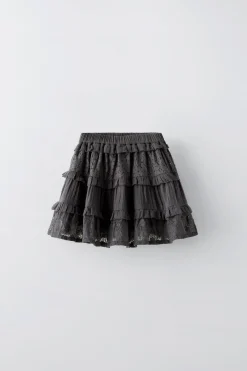 Niños ZARA 6 - 14 Años·Faldas / Bermudas<FALDA VOLANTES ENCAJE