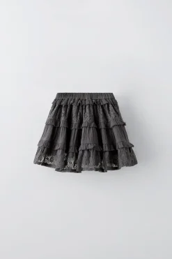 Niños ZARA 6 - 14 Años·Faldas / Bermudas<FALDA VOLANTES ENCAJE
