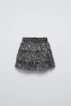 Niños ZARA 6 - 14 Años·Faldas / Bermudas<FALDA VOLANTES LENTEJUELAS