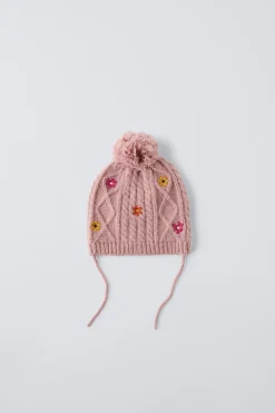 Niños ZARA 1½ - 6 Años·Accesorios|1½ - 6 Años·Accesorios<GORRO PUNTO BORDADOS POMPÓN
