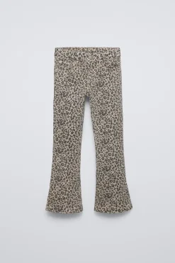 Niños ZARA 6 - 14 Años·Pantalones|6 - 14 Años·Jeans<JEANS FLARE ANIMAL PRINT