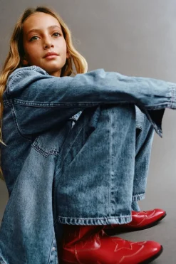 Niños ZARA 6 - 14 Años·Jeans|6 - 14 Años·Total Look<JEANS STRAIGHT BORDADO FLORES
