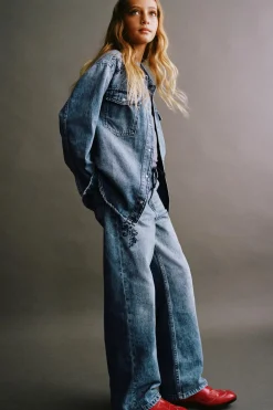 Niños ZARA 6 - 14 Años·Jeans|6 - 14 Años·Total Look<JEANS STRAIGHT BORDADO FLORES
