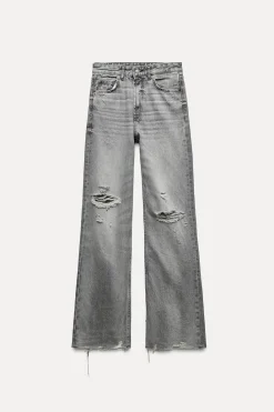 Best JEANS TRF WIDE LEG ROTOS TIRO ALTO Mujer Jeans