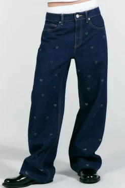 Best JEANS TRF WIDE LEG STRASS CORAZONES TIRO MEDIO Mujer Jeans