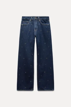 Best JEANS TRF WIDE LEG STRASS CORAZONES TIRO MEDIO Mujer Jeans