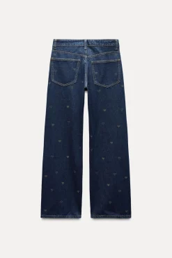 Best JEANS TRF WIDE LEG STRASS CORAZONES TIRO MEDIO Mujer Jeans