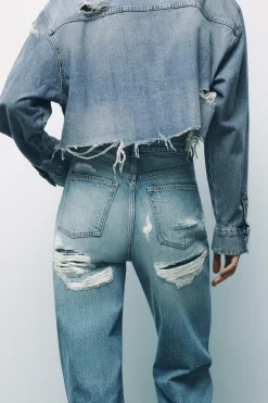 Best JEANS TRF WIDE LEG TIRO ALTO FULL LENGTH ROTOS Mujer Jeans
