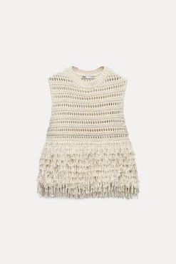 Sale JERSEY CHALECO PUNTO ESTRUCTURA FLECOS Mujer Cárdigan / Jerséis|Punto