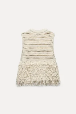 Sale JERSEY CHALECO PUNTO ESTRUCTURA FLECOS Mujer Cárdigan / Jerséis|Punto