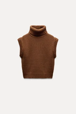 Best JERSEY CHALECO PUNTO LISO CUELLO SUBIDO Mujer Cárdigan / Jerséis|Punto