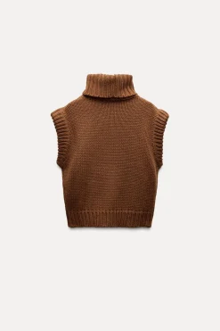 Best JERSEY CHALECO PUNTO LISO CUELLO SUBIDO Mujer Cárdigan / Jerséis|Punto