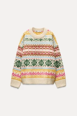 Best JERSEY OVERSIZE PUNTO JACQUARD Mujer Cárdigan / Jerséis|Punto