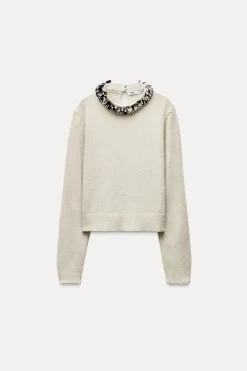 Sale JERSEY PUNTO ABALORIOS CUELLO Mujer Cárdigan / Jerséis|Punto