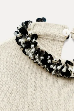 Sale JERSEY PUNTO ABALORIOS CUELLO Mujer Cárdigan / Jerséis|Punto