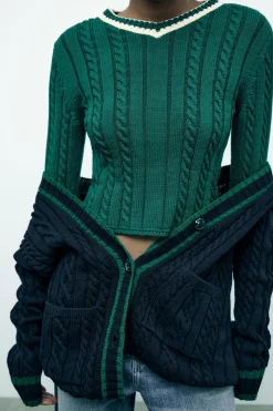 Sale JERSEY PUNTO CABLES Mujer Cárdigan / Jerséis|Punto