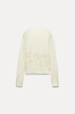 Best JERSEY PUNTO COMBINADO ENCAJE Mujer Cárdigan / Jerséis|Punto