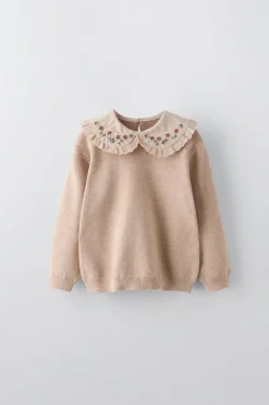 Niños ZARA 1½ - 6 Años·Punto|1½ - 6 Años·Total Look<JERSEY PUNTO CUELLO BORDADO
