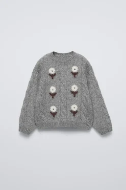 Niños ZARA 1½ - 6 Años·Punto|6 - 18 Meses·Punto<JERSEY PUNTO FLORES BORDADAS