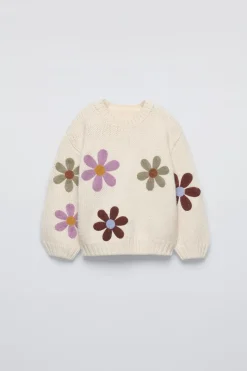 Niños ZARA 1½ - 6 Años·Punto|6 - 18 Meses·Punto<JERSEY PUNTO FLORES BORDADAS