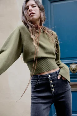 Sale JERSEY PUNTO LISO MANGA ANCHA Mujer Cárdigan / Jerséis|Punto