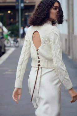 Best JERSEY PUNTO OCHOS ESPALDA ABIERTA Mujer Cárdigan / Jerséis|Punto
