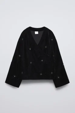 Niños ZARA 6 - 14 Años·Abrigos<KIMONO TERCIOPELO ABALORIOS