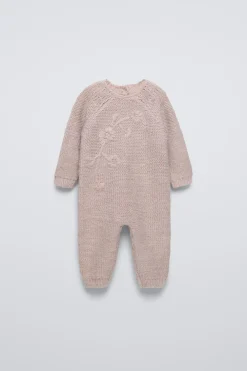 Niños ZARA 6 - 18 Meses·Punto|6 - 18 Meses·Vestidos / Monos<MONO PUNTO FLORES BORDADAS