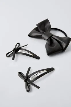 Niños ZARA 1½ - 6 Años·Accesorios|6 - 14 Años·Accesorios<PACK COLETERO Y PINZAS LAZO EFECTO PIEL
