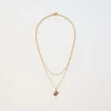 Niños ZARA 1½ - 6 Años·Accesorios|Accesorios / Zapatos / 0 - 14 Años<PACK DOS COLLARES BOLITAS Y CHARM SOBRE BAÑO ORO 24KT
