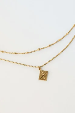 Niños ZARA 1½ - 6 Años·Accesorios|Accesorios / Zapatos / 0 - 14 Años<PACK DOS COLLARES BOLITAS Y CHARM SOBRE BAÑO ORO 24KT