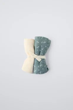 Niños ZARA 0 - 6 Meses·Básicos|6 - 18 Meses·Accesorios / Calcetines<PACK DOS MUSELINAS HOJITAS